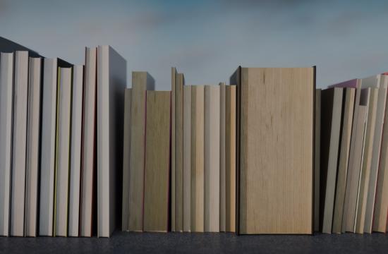 thick books lined up